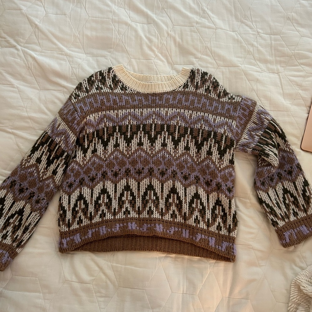 Anthropologie Winter Print Sweater - Small